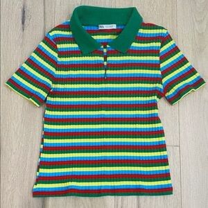 Vibrant Striped Short Sleeve Polo Shirt